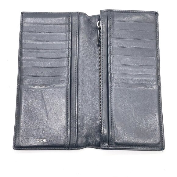$1295 Authentic CHRISTIAN DIOR Made in ITALY Unisex Blue Bifold Long Wallet - Picture 7 of 13